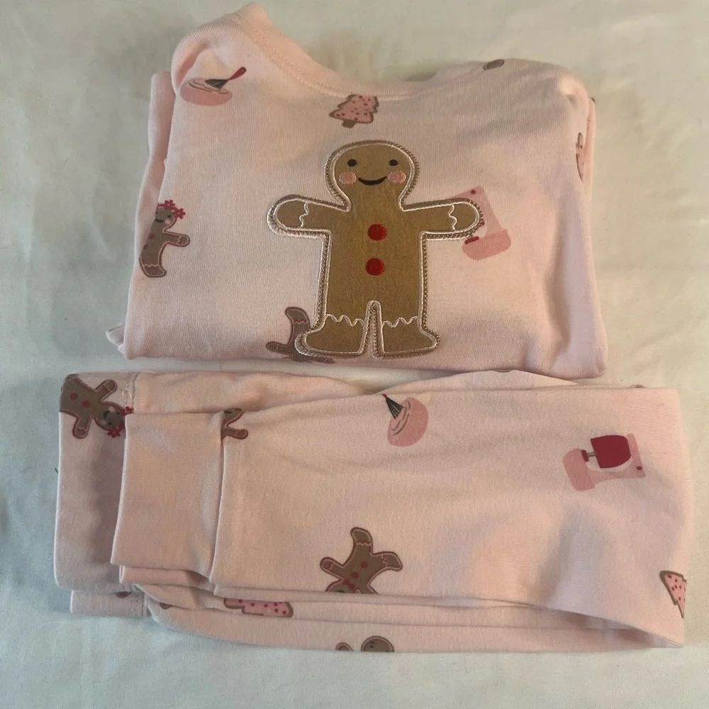 Pekkle Toddler Girls Pajama Set 3T Pink Gingerbread Christmas Holiday Cozy PJs
